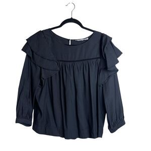 Rebecca Minkoff Blouse Womens Large Ruffle Long Sleeve Top Boho Chic Elegant